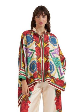 La DoubleJ Foulard Shirt Plac&eacute;e in Taormina Plac&eacute;e Ivory at Nordstrom, Size X-Small