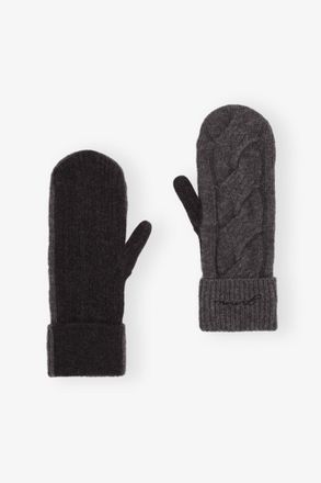 Ganni Mixed Grey and Black Cashmere Mix Mittens