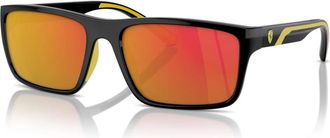 Ferrari Rechthoekige zonnebril rode spiegelglazen - Heren - Zonnebrillen - Zwart - 59 MM - Accessoires