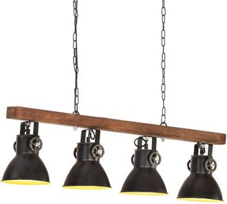 vidaXL Lampada a Sospensione Industriale Nera E27 Legno di Mango - Vidaxl