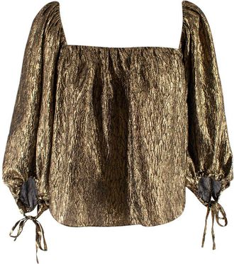 Saint Laurent Metallic Jacquard Silk Blouse Size XS