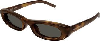 Saint Laurent Shade Plump Zonnebril - Dames - Accessoires - Bruin - Maat: 53 MM Nylon