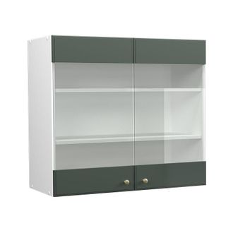 Vicco Armario De Cocina Con Vidrio Fame-line, Verde Dorado Casa De Campo, 80 Cm Vicco