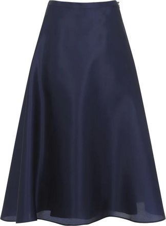 Alberta Ferretti Zijden Midi Rok - Dames - Midirokken - Blauw - M - Organza - Rokken
