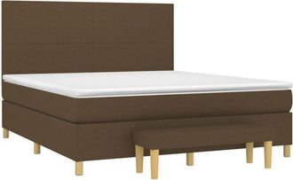 vidaXL Cama Box Spring Con Colch&oacute;n Tela Marr&oacute;n Oscuro 160x200 Cm Vidaxl