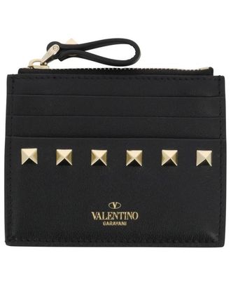 Valentino Kartenetui aus Leder mit Reissverschluss Rockstud