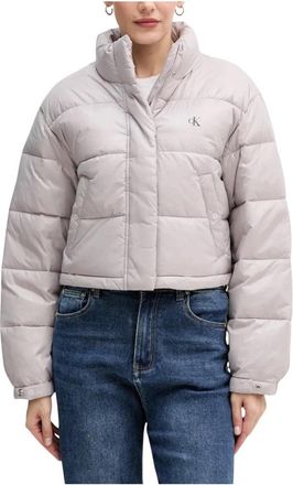 Calvin Klein Jeans Shine Crop Puffer Jacket - Dames - Winterjassen - Paars - S - Leer - Jassen