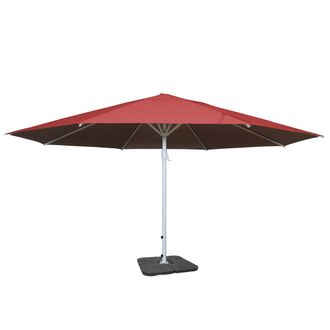 Hhg [nunca Usado] Parasol Meran Ii, Sombrilla De Mercado Para Hosteler&iacute;a, &Oslash; 5m Poli&eacute;ster/palo Aluminio Blanco 28kg, Rojo Con Soporte