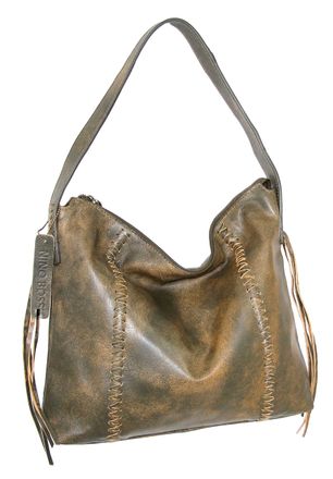 Nino Bossi Aviator Leather Shoulder Bag in Green