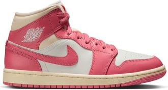 Nike Jordan Womens AJ 1 Mid - Basketball Shoes Sail/Pink Size 10.0
