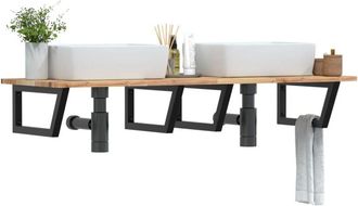 vidaXL Estante De Lavabo De Pared Acero Y Madera Maciza De Acacia Vidaxl