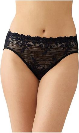 Wacoal Embrace Lace Hi-Cut Brief Womens Underwear Black/Night Sky : SM, Cotton/Lace/Mesh