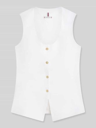 Tommy Hilfiger Slim Fit Weste aus Leinen-Mix in Weiss, Gr&ouml;&szlig;e 34