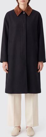 R&oacute;he Cappotto lungo monopetto in misto lana vergine con colletto in velluto