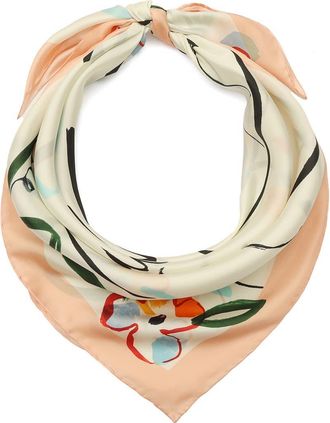 Kate Spade New York swans print silk square scarf in Ivory Multi at Nordstrom