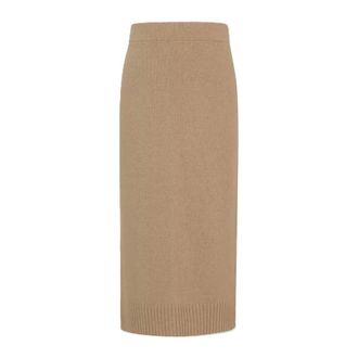 Bugatti Rokken, Dames, Bruin, M, Wol, Geribbelde wollen rok met split