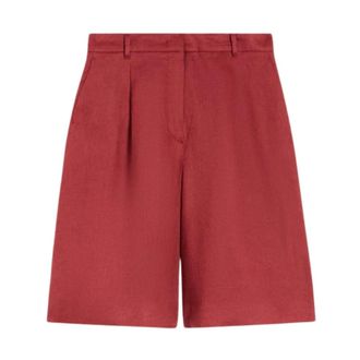 Max Mara Casual Shorts, female, Brown, Size: XS Long Linen Canvas Bermuda Shorts