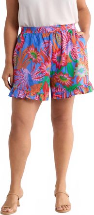 Sugarlips Womens Cindal Floral Daniela Ruffle Shorts In Blue Pink Multi