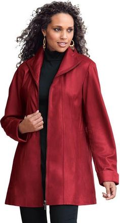 Roaman's Plus Size A Line Leather Jacket in Deep Crimson at Nordstrom, Size 24