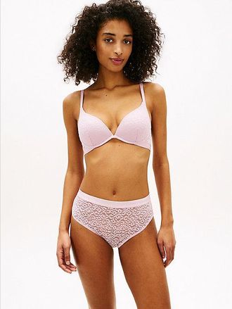 Tommy Hilfiger Leopard Lace Plunge Push-Up Bra