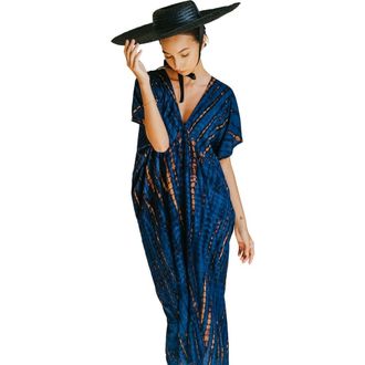Pink Haley Madella Hand Dyed Kaftan Dress in Blue at Nordstrom