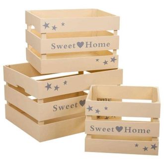 Wanderlust Deco Wanderlust Deco - Set 3 Caj&oacute;nes De Madera Lacada Color Beige