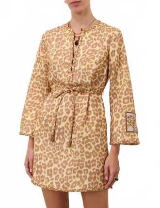 Zimmermann Awaken Braid Trim Tunic In Lemon Leopard