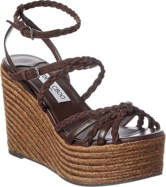 Jimmy Choo London Nyra 100 Leather Wedge Sandal