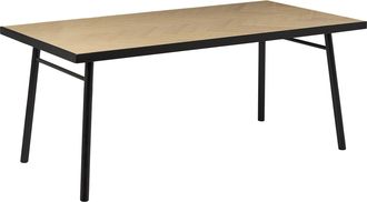 Beliani Mesa De Comedor 180 X 90 Cm Con Tablero De Mdf Patas De Madera De Caucho Madera De Fresno Claro Con Negro Marfil Ivorie