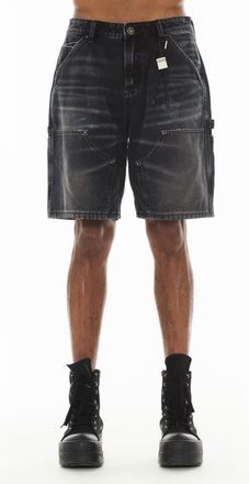 Cult of Individuality Grunge Carpenter Denim Shorts in Black Canvas at Nordstrom, Size 31