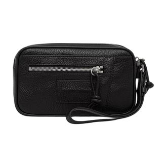 Emporio Armani Leren toilettas - Heren - Tassen - Zwart - Maat: ONE Size Leer
