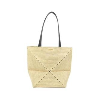 Loewe Pre-owned Raffia Tote Bag - Dames - Vintage Shopper - Beige - ONE Size - Leer - Vintage