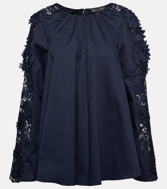 Oscar De La Renta Blusa in cotone con pizzo