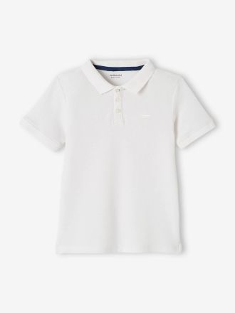Vertbaudet Polo manches courtes broderie poitrine gar&ccedil;on blanc