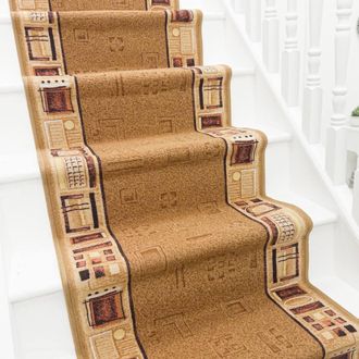 Runrug Stair Runner Carpet - Durable, Non-Slip, 7mm - Jena in Beige | Size: 120 cm x 630 cm
