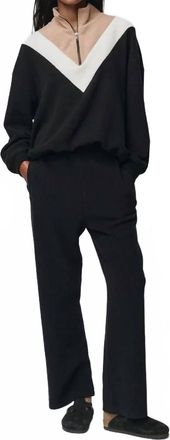 The Great. The Colorblock Plush Chalet Sweatshirt In Black