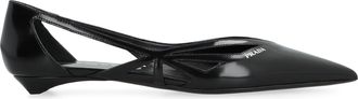 Prada Womens Ballet Flats Black Calf Ballerina Shoes