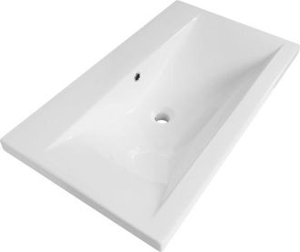 Saniclass Bari Meubelwastafel - 80x47x3.5cm - overloop - 1 wasbak - zonder kraangat - keramiek - wit