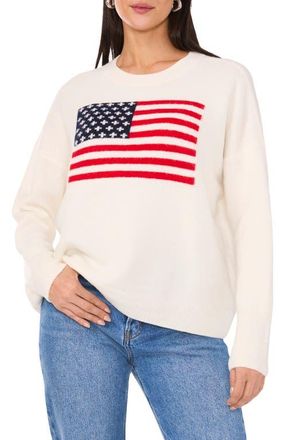 Vince Camuto Flag Graphic Sweater in Antique White at Nordstrom, Size Large