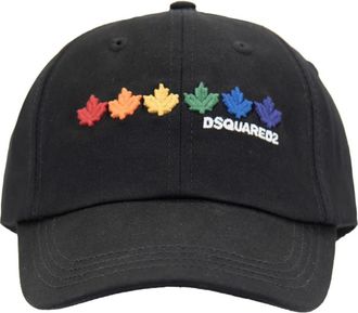 Dsquared2 Kleurrijke Logo Baseball Cap Fibbia - unisex - Petten - Zwart - ONE Size - Katoen - Accessoires