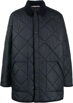 Valentino Garavani Rockstud Diamond-Quilted Short Coat