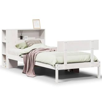 Berkfield Home Bookcase Bed Frame White 75x190 cm Small Single Solid Wood Pine