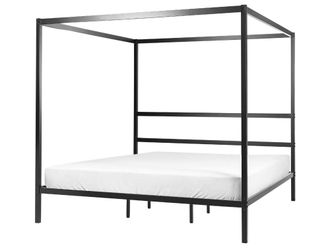 Beliani Cama con dosel de metal negro 180x200