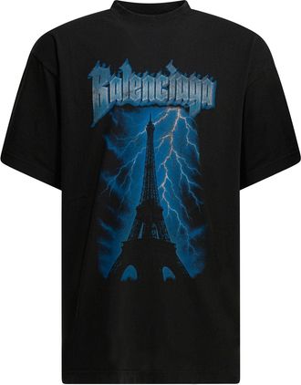 Balenciaga Paris Thunderstorm Crewneck T Shirt