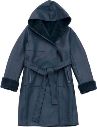 Just things we like Leather Jackets, female, Blue, Size: M Izumi Lambskin Shearling Coat