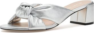 Stuart Weitzman Soplaya Block Slide 50 Womens Sandals Silver : 8.5 M, Leather