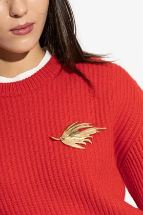 Jil Sander Brass Brooch, Womens, Gold