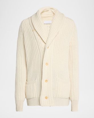 Anderson & Sheppard Mens Rib-Knit Cashmere Cardigan