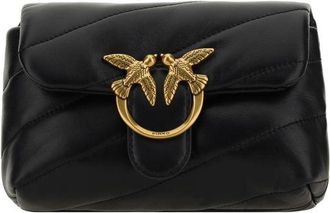 Pinko Zwarte Kalfsleer Bos Taurus Schoudertas