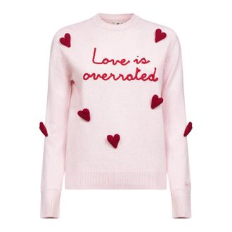 MC2 Saint Barth Love Overrated 21 Patch Sweater - Dames - Ronde hals truien - Roze - L - Wol - Truien & Vesten